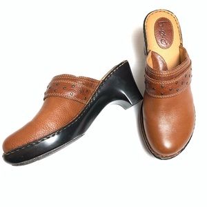B.O.C boc Born Concept Brown Leather Slip On Clogs